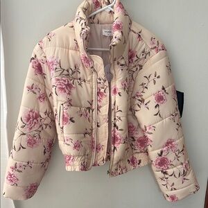 Floral Beige Puffer Jacket